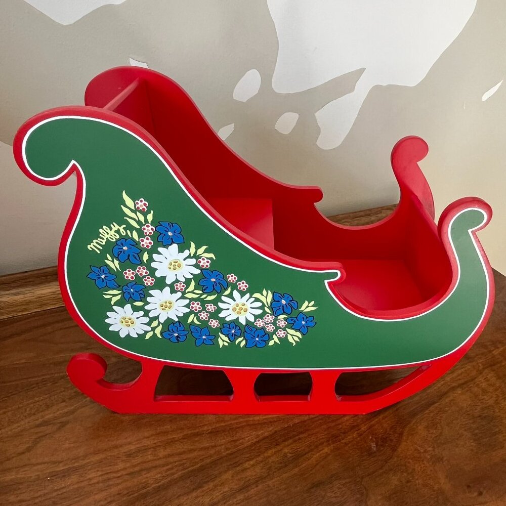 Muffy VanderBear Alpine Sleigh 1992 Christmas Teddy Bear Holder Holiday Decor